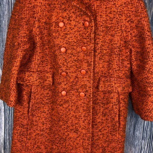 Vintage Woman’s Di Vinci By Roberto California Orange Knit Buttoned Down Coat - Picture 3 of 13